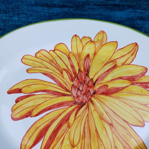 Flower Power Mariposa By Jilly Walsh Orange Zinnia Oval Serving Platter - Picture 3 of 9